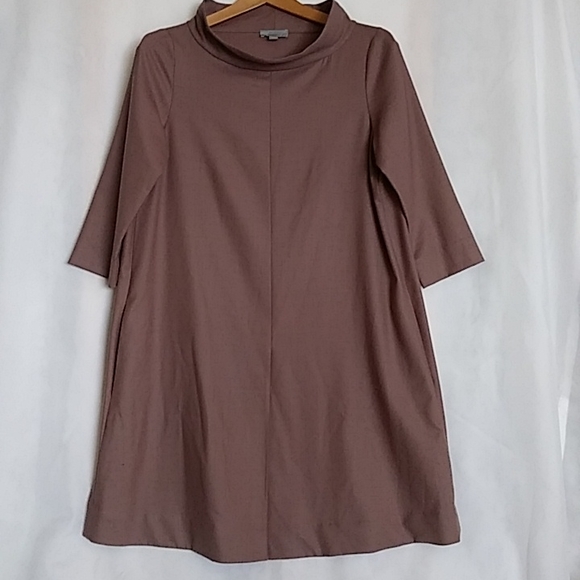 COS Women's Dress Raised Collar 3/4 Sleeve Antique Pink Color Size 6 - Picture 1 of 16